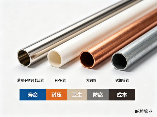 不锈钢 PPR 铜管镀锌管全面对比